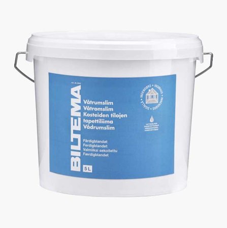 Biltema - Våtromslim Ferdigblandet 5 liter - for Våtromstapet, Fester på Gips-, Sponplater, Betong-, Pussvegger, og Malte Underlag