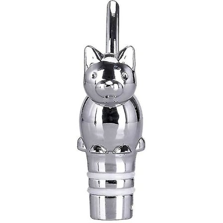 Viinipullon korkki koristeellinen kissan muotoinen viinipullon suljin hauska repaleinen kupit 1kpl-hopea
