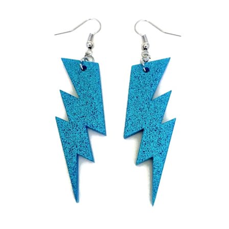 Earrings - Lightning - Blue/Glitter - Acrylic - Oversize