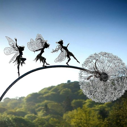 Blomsterfe Dans med Mælkebøtte Fe Have Metal