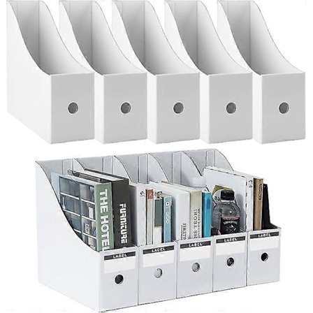 Magasinholder hvit, 10 stk magasinholder laget av kraftpapir filholder A4 skrivebord stående fil papp skrivebordsorganisator for filmapper (FMY)