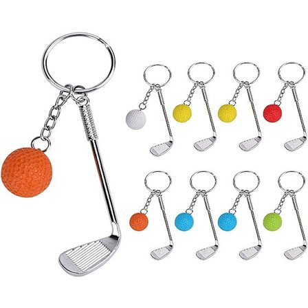 9 st Fashionabla Metall Golf Nyckelring Golf Nyckelringar, Mini Golf Nyckelring Golf Nyckelring Present till Man, Kvinna, Barn, 6 Färger