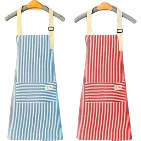 2 kpl puuvilla- ja hamppukeittiöesiliinat (70cmx68cm, sininen, vaaleanpunainen)