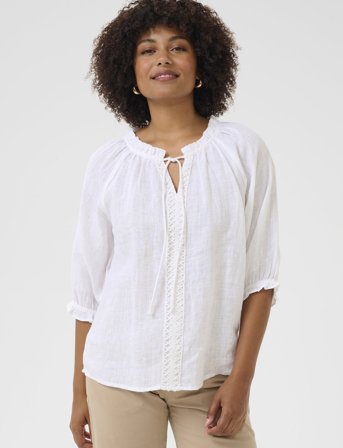 Cream Crbellis Lace Blouse - White - XS