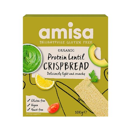 Amisa glutenfri Knækbrød Protein Linse Ø 100 g, Helse & Madvarer, Brød, Kiks & Kager, Knækbrød