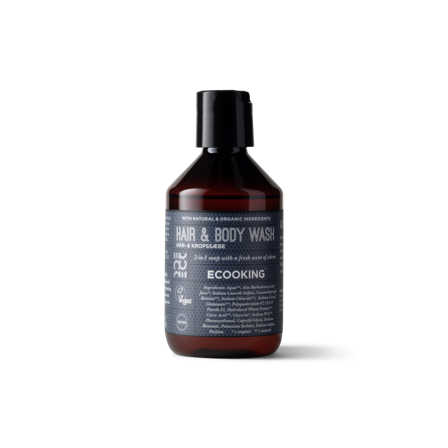 Ecooking Herre Hår- & Kropssæbe 250 ml - Plejende To-i-En Sæbe med Frisk Citrus & Hvid Peber Duft