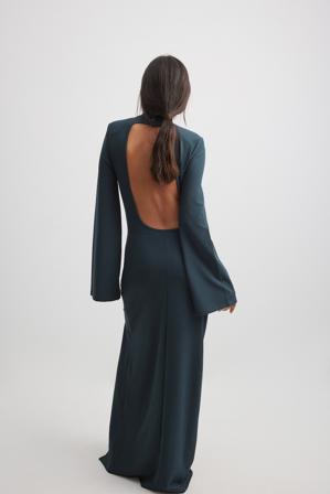 Alison Toby x NA-KD Robe longue à dos ouvert - Robes maxi à manches longues - Bleu - X-Small