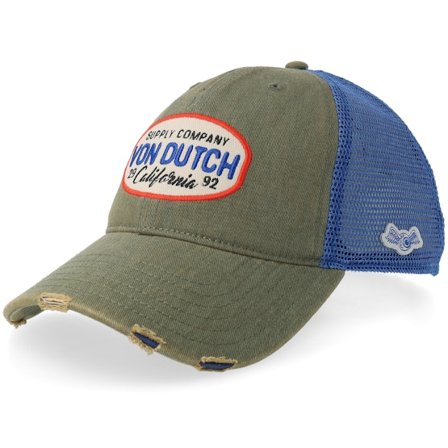 Von Dutch - Groen trucker Cap - Distressed Green/Blue Trucker @ Hatstore