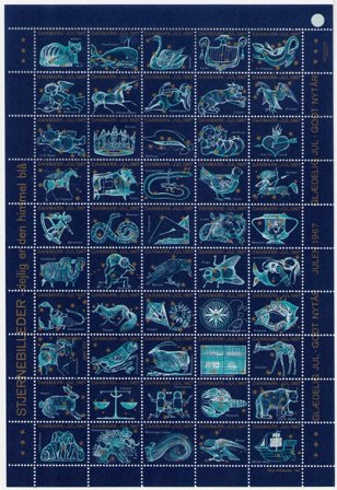 Danmark - Julemærkeark 1967 - Utakket på den øvre marginal - Ufoldet
