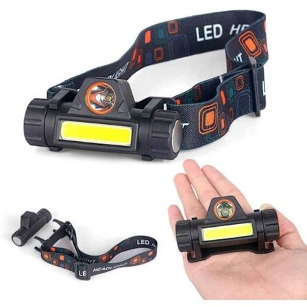 Pannlampa - Svart - Multisport Pannlampa - USB Uppladdningsbar - 100 M - 6 Lägen - Strobe