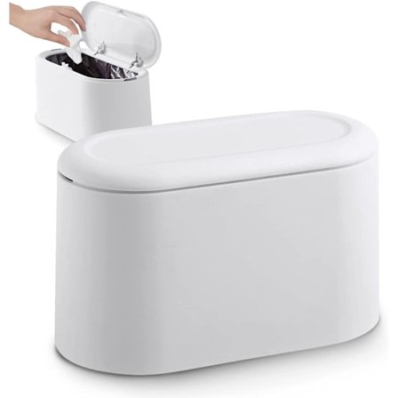 Liten bordssopkorg med tryckknappslock för kontor, badrum