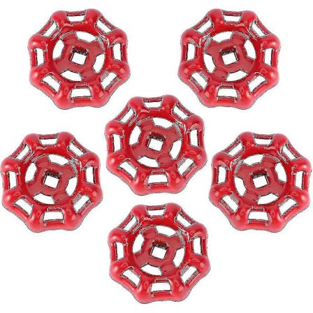 6 stk Kranhåndtak Ventil Stch Håndtak, Erstatningsratt Sluseventil, Rød 6 * 6cm