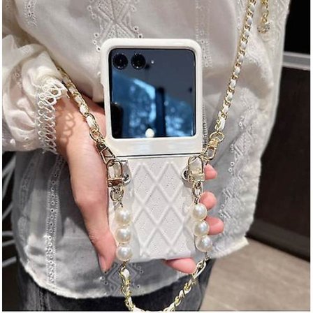 Crossbody-fodral för Motorola Razr 40 Ultra med pärlband, hårt PC-skal, kompatibelt med Motorola Razr 40 Ultra