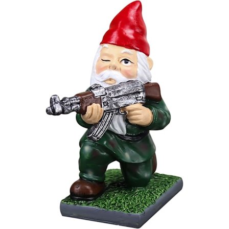 Militære Nisser Morsomme Hær Med Pistol AK47 Hagedekorasjon Utendørs Statue Figurer Plen Hagedekorasjon Harpiks