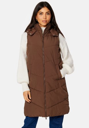 Pieces Jamilla Long Puffer Vest Chicory Coffee Klær
