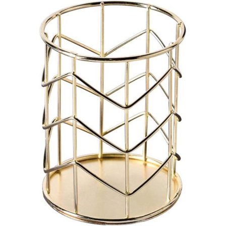 Rund hul blyantspotte kosmetisk blyantspotte stationær opbevaringsarrangør multifunktionel hul metal blyantspotte til kontor og hjem desktop 