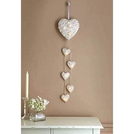 VINTAGE DEKOR VEGGHENGENDE HJERTE LYS LENKE LED LYS RATTAN HJERTE VEGGDEKORASJONER