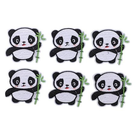 6PCS Panda-lapp Panda-mønster DIY sylapper Bomullsklær Lapper Tilpassede lapper for ryggsekker Klær Vesker