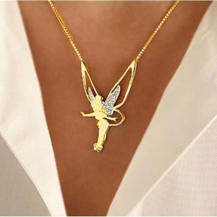 DORENA TINKERBELL HALSKJEDE, FE-FIGUR, FE-SMYKKER (RUSTFRITT STÅL OG SWAROVSKI-KRYSTALLER)