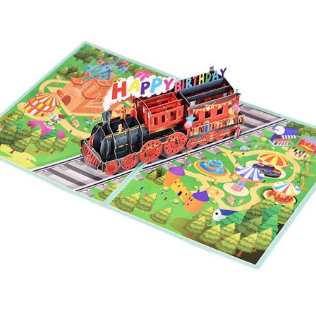 Pop Up Tillykke med Fødselsdagen Kort, 3D Fødselsdags Pop Up Kort, Tog Sjove Postkort Pop Up Lykønskningskort, Pop Up Fødselsdagskort til Kvinder Mænd