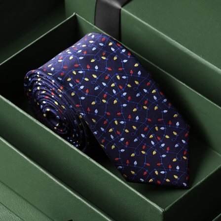 Navy Christmas Lights Tie for Men - Christmas ties
