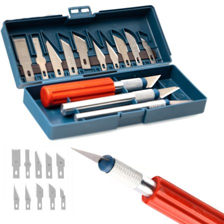 Presisjonsskalpellsett Med Etui – 3 Håndtak | 13 Utskiftbare Blader | For Modellbygging Og Håndverk