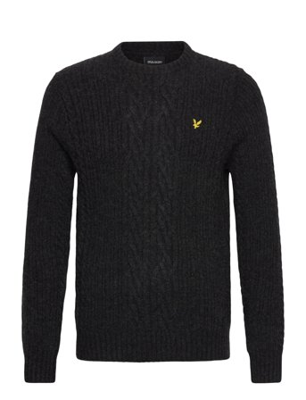 Ribbed Cable Knit Jumper Black Lyle & Scott