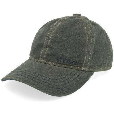Stetson - Vert unconstructed Casquette - Baseball Cap Waxed Cotton Wr Black Olive Dad Cap @ Hatstore