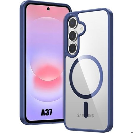 Cover til Samsung Galaxy A37 5G, Hybrid Silikone PC Hård med Magnetisk Cirkel - Marineblå