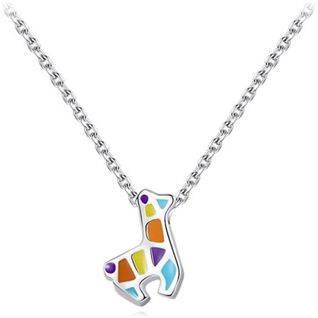 Liten søt sjiraff dyreanhenget i sterlingsølv for kvinner tenåringer