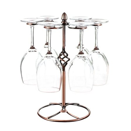 Vinglas holder, metal glas holder, vintage 6 kopper vinglas rack stand, fritstående glas holder, vinreoler, glas holder