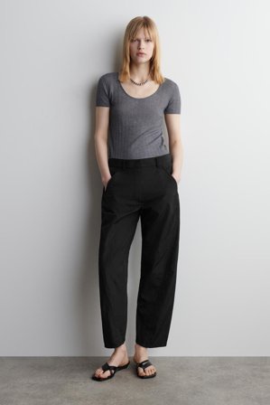 COS Women's Nylon Barrel-Leg Trousers in Black