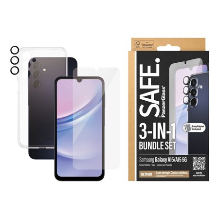 SAFE. by Panzer 3-in-1 Protection Pack Samsung Galaxy A15 | 5G PanzerGlass - High quality tempered glass screen protector