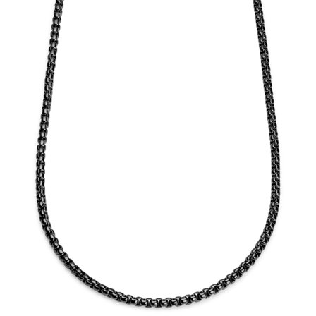 Essentials | Collar de cadena de caja curvada en negro metalizado de 5 mm para hombres - Collares de cadena