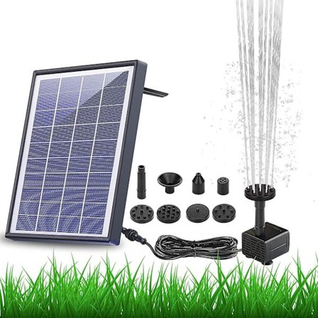 Pompe De Fontaine Solaire 6,5 W Batterie Intgre 1500 Mah, Pompe Eau Solaire Fontaine Flottante Avec 6 bussar, Pour Bain D'oiseaux, Akvarium, Tang Ou D