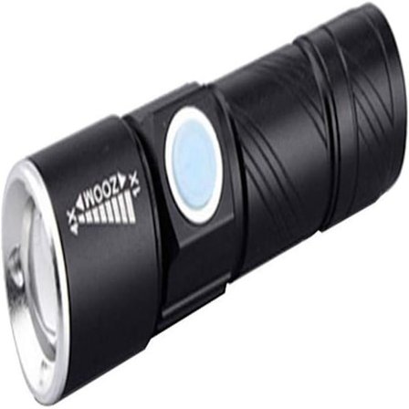 Superstark USB-uppladdningsbar ficklampa, Q5 LED, justerbar stråle, för cykling, camping