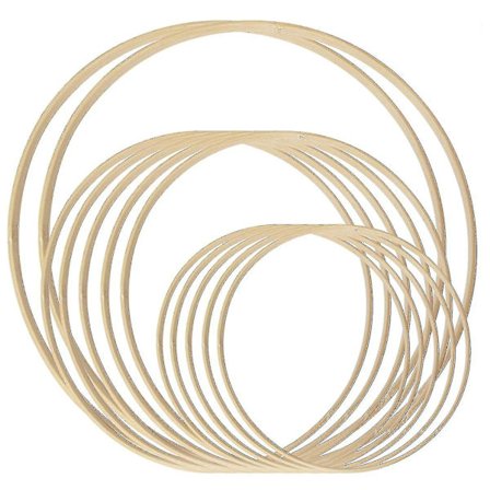 Drømmefanger Ringe 12stk Træ Bambus Ring Til Diy Krans Dekoration Bryllup Krans Dekoration Og Væg Hangi -n5085 ZD A