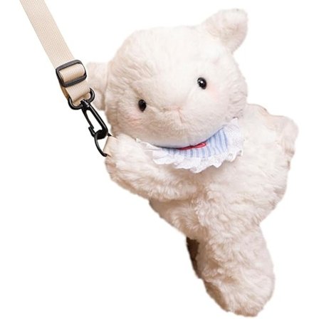 Husdjursväska, Söt Djur Plysch Sling Bag för Flickor, Mjuk Handsfree Messenger Väska för Skola och Daglig Användning