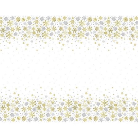 Duk snöflingor guld & silver 137 x 213 cm - Partyninja.se