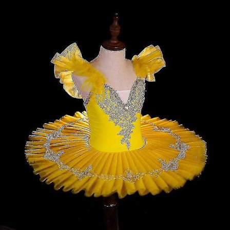 Rosa Blå Hvid Ballet Tutu Kjole Balletkjole Til Børn Svanesøen Kostume Tyk Tutu Piger Dans Ballerina Kjole yellow-FF- yellow 150cm højde