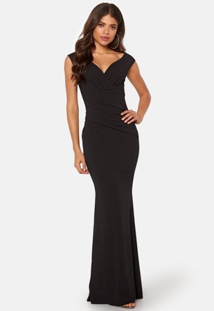 Goddiva-Bardot Pleat Maxi Dress-XXL (UK18)