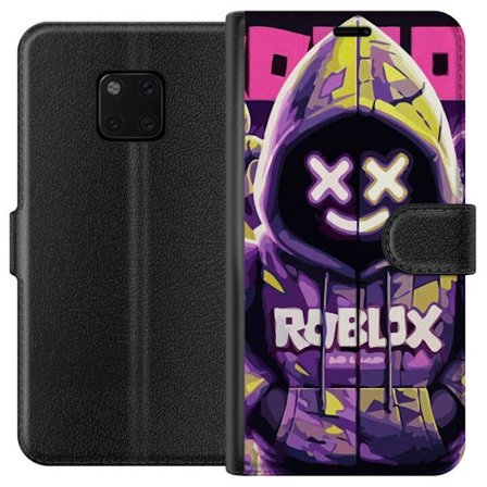 Kompatibel Tegnebogsetui til Huawei Huawei Mate 20 Pro Farverig Roblox-inspireret hættekarakter med neonfarver og maske, digital spilleillustration p