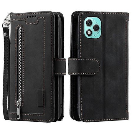 Kompatibel til Honor 400 Lite Etui PU Læder Telefon Cover med Lynlås Pung 9 Kort Slots [DB]