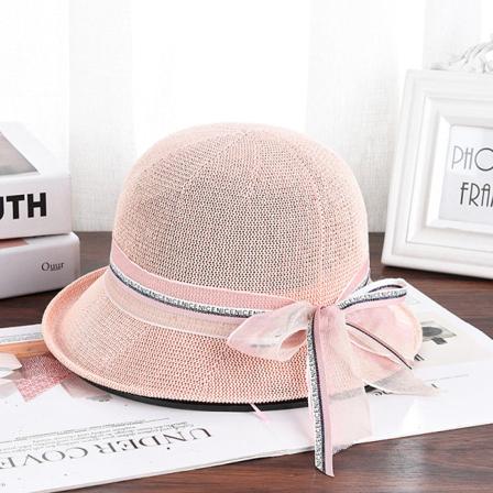 Lämmin talvi neulottu pipo Hatut Kesä Kevyt Hengittävä Flash Silkki Pieni Bucket Cap Casual Naisten Unisex Light pink M