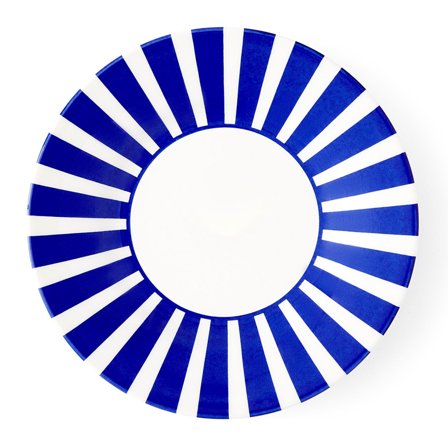 Spode Steccato-tallerken 18 cm, brede striper' - 'Hvit/blå