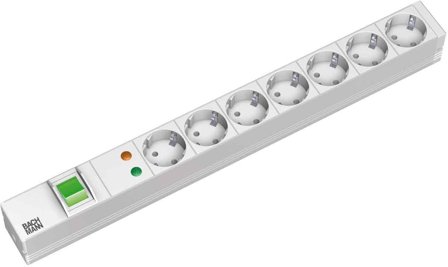 BACHMANN 7X socket outlet with earthing contact light Grey