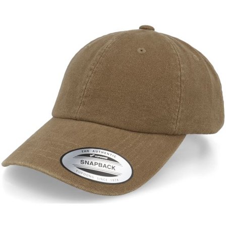 Yupoong - Grön unconstructed Keps - Canvas Dark Olive Dad Cap @ Hatstore