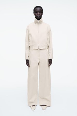 COS Femme Pantalon Large En Coton in Beige