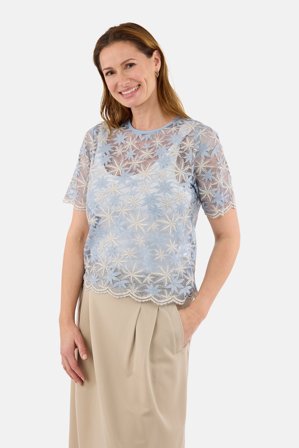 B. COPENHAGEN - Kortærmet Bluse - Lyseblå - Transparent Blonde