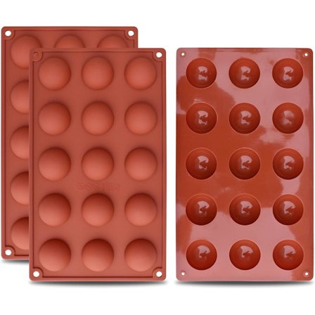 15-huls Halvkugle Silikonform, 3-pak Bageform til Chokolade, Kage, Gele, Kuppel Mousse